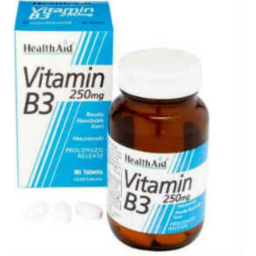 Health Aid Вітамін В3 Вітамін для здоров'я нервової системи 250 мг 90 таблеток: ціни та характеристики