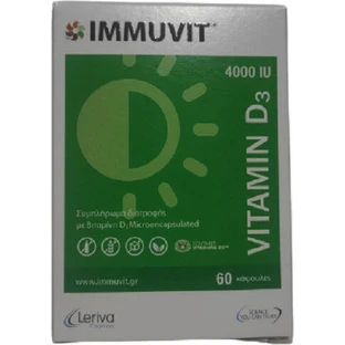 Leriva Pharma Immuvit Vitamin D3 Витамин для укрепления иммунной системы и здоровья яиц 4000iu 60 капс