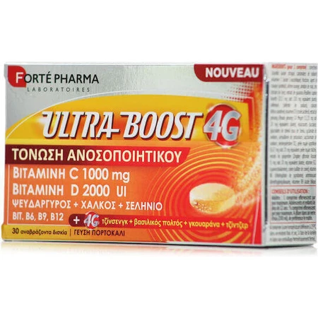 Forte Pharma Ultra Boost 4G Multivitamin Мультивітамінний комплекс для зміцнення імунної системи апельсин 30 табл. еф.: ціни та характеристики