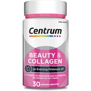 Centrum Красота и коллаген Мультивитамины с маслом ночного света и коллагеном для волос, кожи и ногтей 30 софтгелей