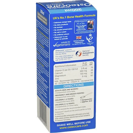 Vitabiotics Osteocare Liquid Оригінальна добавка для здоров'я кісток 200мл апельсин: ціни та характеристики