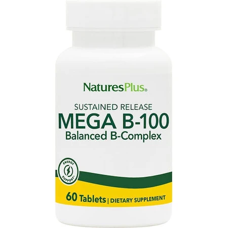 Nature's Plus Mega B-100 Витамин для поддержания энергии, иммунной и нервной систем 100 мг 60 таблеток: цены и характеристики