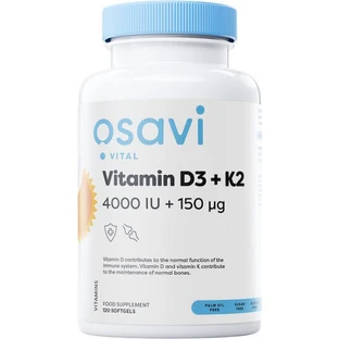 Osavi Vitamin D3 4000iu + K2 150μg Вітамін для зміцнення імунної системи та здоров'я яєць 4000iu 120 м'яких гелів