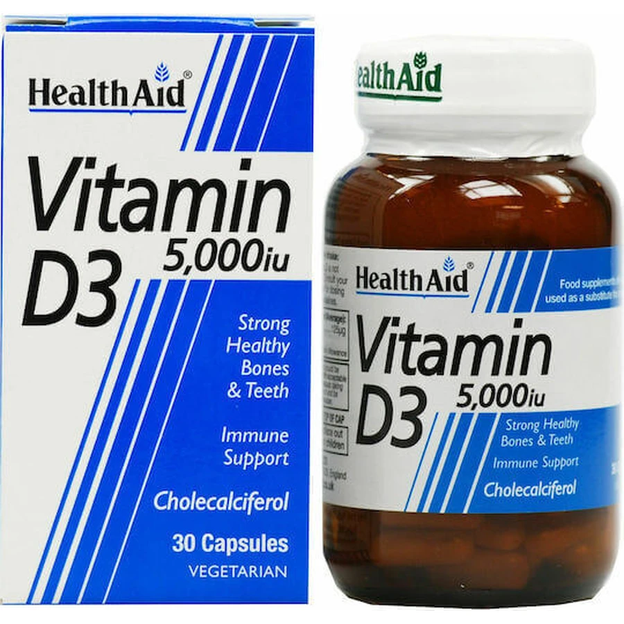 Health Aid Витамин D3 для поддержки иммунной системы и здоровья яиц 5000iu 30 x 1 вегетарианских капсул: цены и характеристики