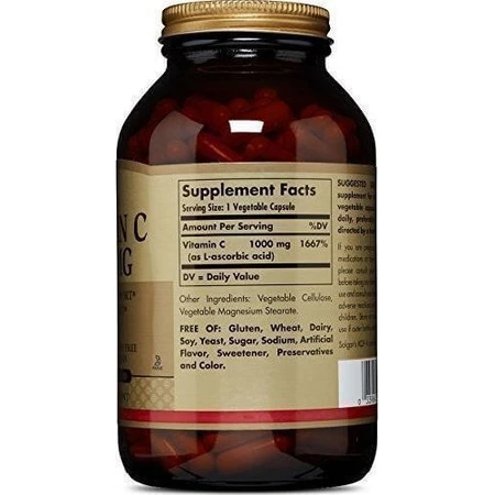 Solgar Vitamin C Вітамін для підтримки імунітету, шкіри та антиоксидантної дії 1000 мг 100 рослинних капсул: ціни та характеристики