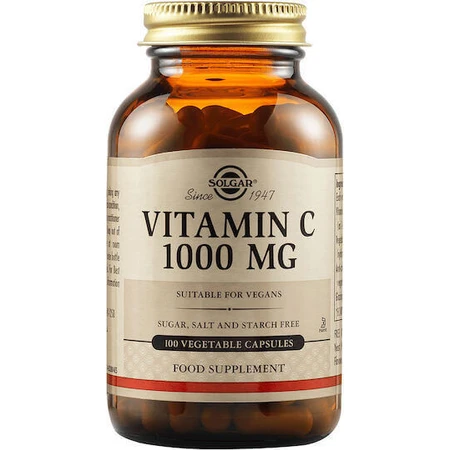 Solgar Vitamin C Вітамін для підтримки імунітету, шкіри та антиоксидантної дії 1000 мг 100 рослинних капсул: ціни та характеристики