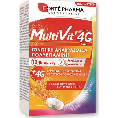 Полівітамінний комплекс Forte Pharma MultiVit 4G для зміцнення енергії та імунної системи 30 табл. еф.: ціни та характеристики