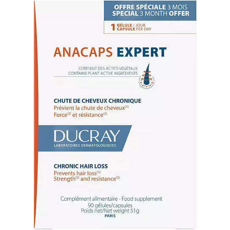 Ducray Anacaps Expert Спеціальна харчова добавка 3 x 10 капсул: ціни та характеристики