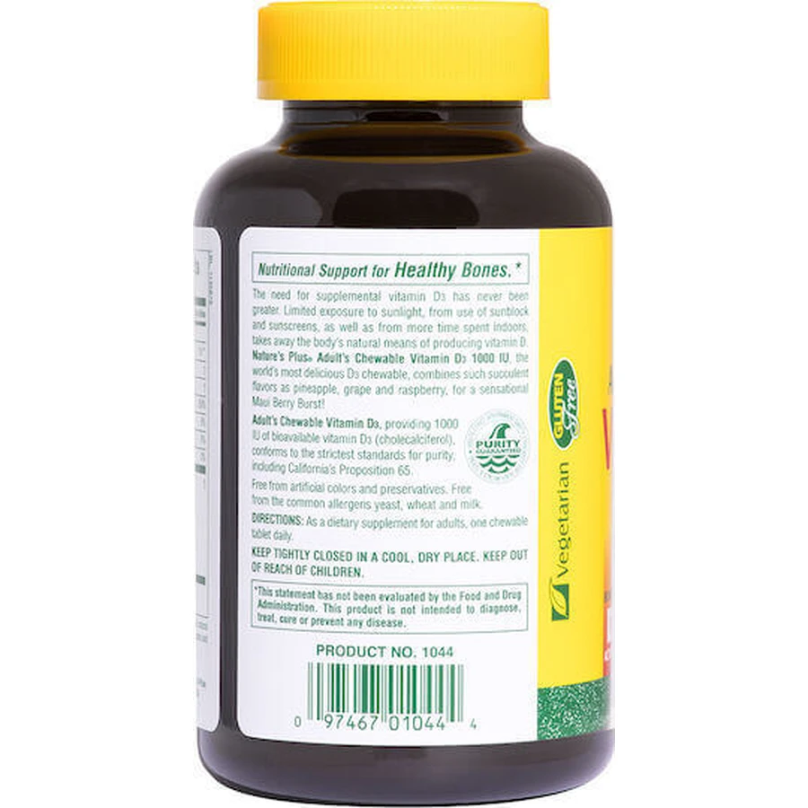 Nature's Plus Витамин D3 для поддержки иммунитета и здоровья яиц 1000iu 90 жевательных таблеток: цены и характеристики