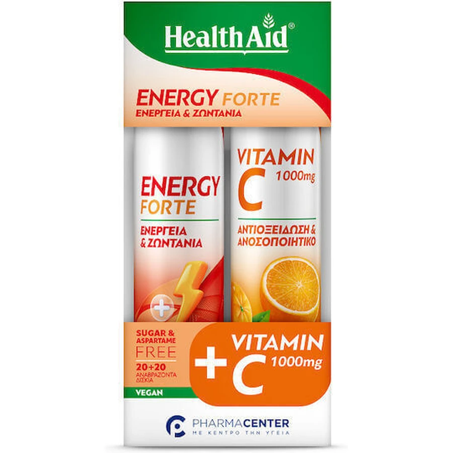 Health Aid Energy Forte Tropical Fruit Flavour 20 Effervescent Tablets & Vitamin C 1000mg Orange Flavour 20 Effervescent Tablets: цены и характеристики