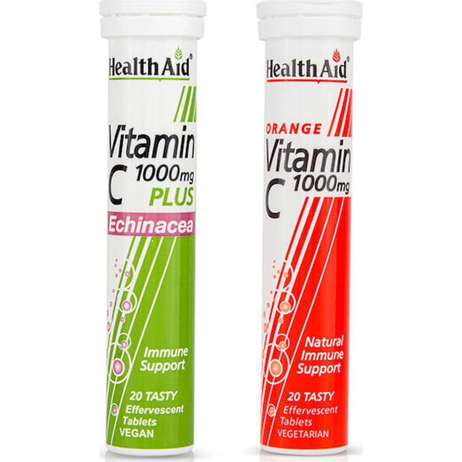Health Aid Vitamin C 1000mg Plus Echinacea Multivitamin for Energy & Immune System Support 1000mg Orange 2 x 20 effervescent tablets: цены и характеристики