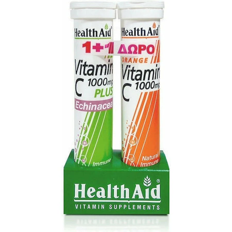Health Aid Vitamin C 1000mg Plus Echinacea Multivitamin for Energy & Immune System Support 1000mg Orange 2 x 20 effervescent tablets: цены и характеристики