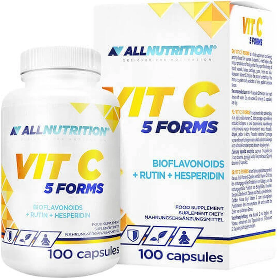 AllNutrition Vit C 5 форм вітаміну для імунної системи, шкіри та антиоксидантної дії 100 капс.: ціни та характеристики
