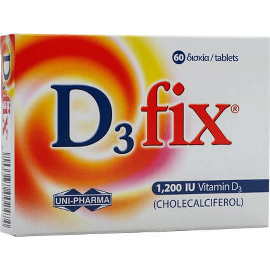 UNI-PHARMA D3 Fix Витамин для укрепления иммунной системы и здоровья яиц 1200iu 60 таблеток: цены и характеристики