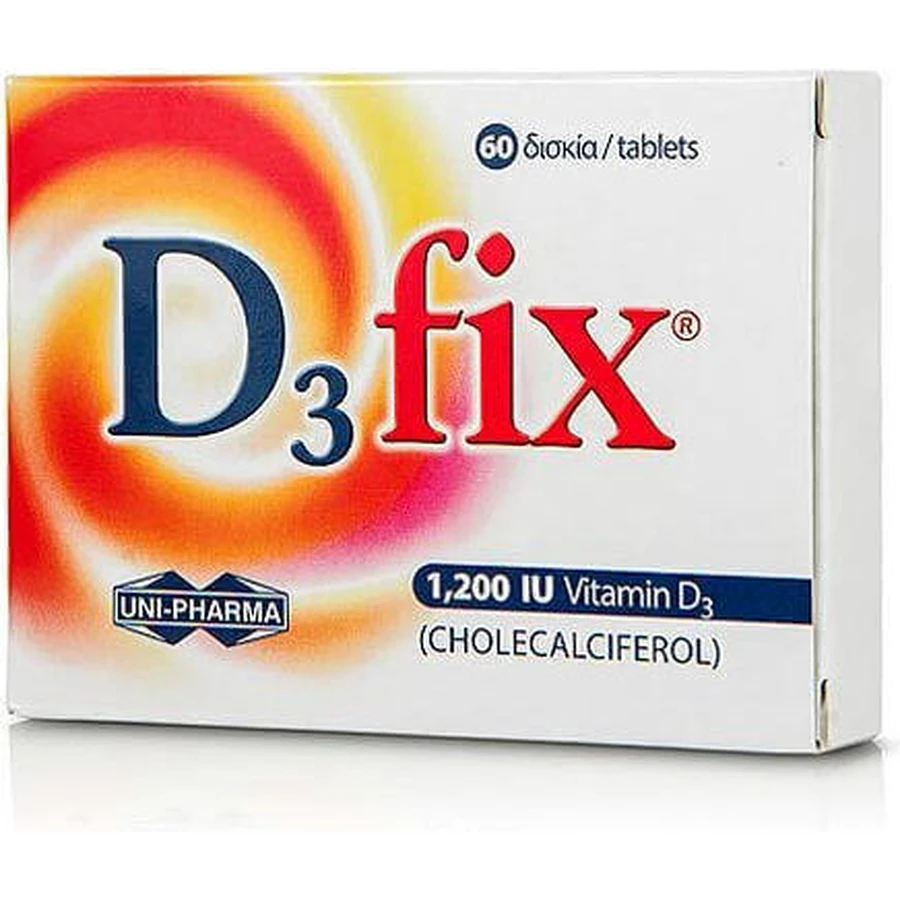 UNI-PHARMA D3 Fix Витамин для укрепления иммунной системы и здоровья яиц 1200iu 60 таблеток: цены и характеристики