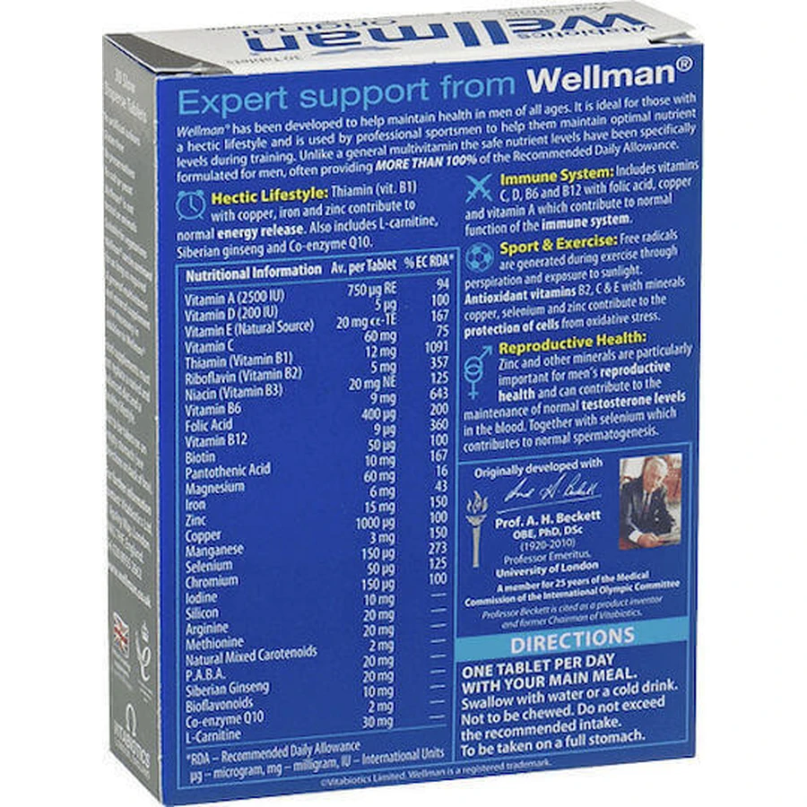 Vitabiotics Wellman Original 29 Nutrients David Gandy Special Dietary Supplement 30 tabs: цены и характеристики