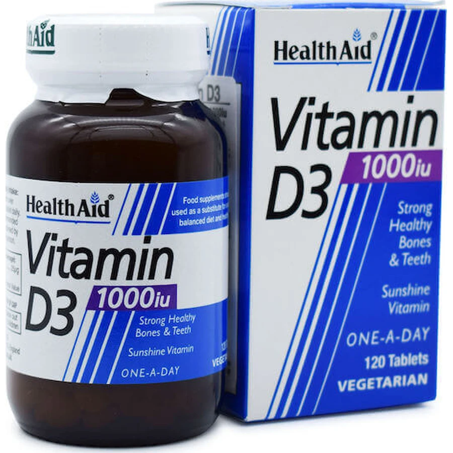 Health Aid Вітамін D3 Вітамін для підтримки імунітету та здоров'я яєць 1000iu 120 таблеток: ціни та характеристики