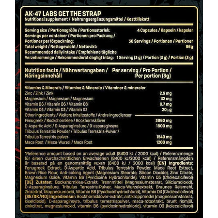 AK-47 Labs Отримайте добавку для підвищення лібідо та тестостерону Strap Libido & Testosterone 120 капс.: ціни та характеристики