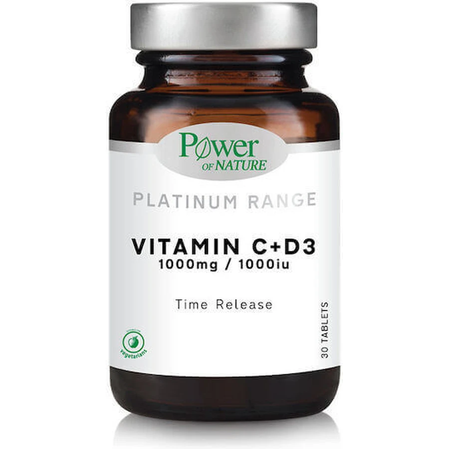 Power Of Nature Platinum Range Vitamin C+D3 Multivitamin for Energy & Immune System Strengthening 1000iu 1000mg 30 Tablets: цены и характеристики