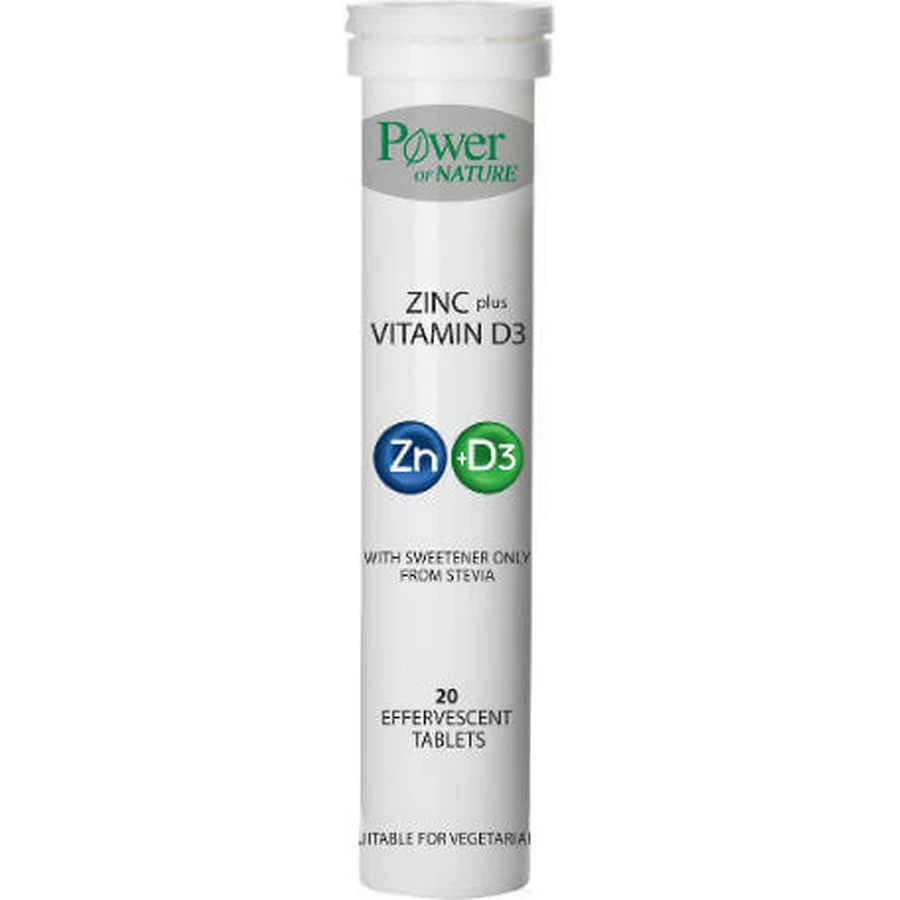 Power Health Zinc Plus Vitamin D3 2000 IU 2 x 20 шипучих таблеток со вкусом клубники: цены и характеристики