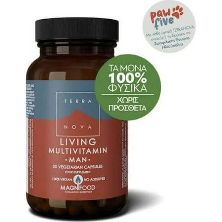 TerraNova Living Multivitamin Man Мультивитамины для энергии, укрепления иммунной системы и волос 50 растительных капсул: цены и характеристики
