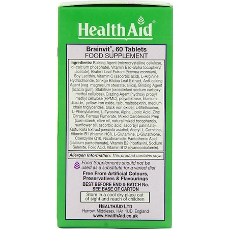 Health Aid Brainvit Memory Supplement 60 tabs: цены и характеристики