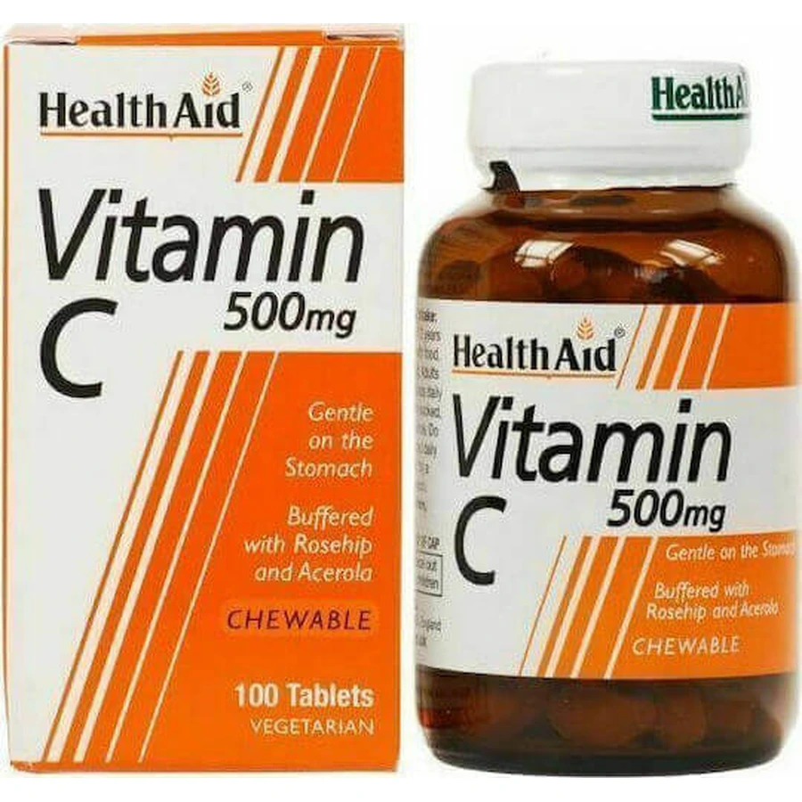 Health Aid Vitamin C Шипшина та ацерола 500мг 100таб Вітамін С для зміцнення імунітету, шкіри та антиоксидантної дії 500мг Апельсин 100 х { chew_tabs | divided_by:temaxia }} жувальні таблетки: ціни та характеристики