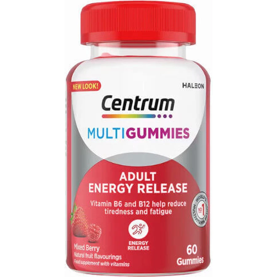 Centrum MultiGummies Adult Energy Release Мультивитамины для энергии, нервной системы и здоровья птиц 60 желейных конфет: цены и характеристики