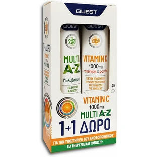 Quest Multi A-Z & Vitamin C 1000mg Мультивитамины для энергии и поддержки иммунной системы 1000mg Orange 2 x 20 шипучих таблеток