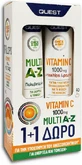 Quest Multi A-Z &amp; Vitamin C 1000mg Мультивитамины для энергии и поддержки иммунной системы 1000mg Orange 2 x 20 шипучих таблеток