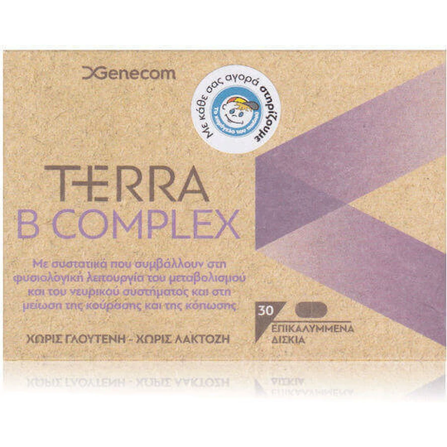 Вітамінний комплекс Genecom Terra B для зміцнення енергії, імунітету та нервової системи 30 таблеток: ціни та характеристики