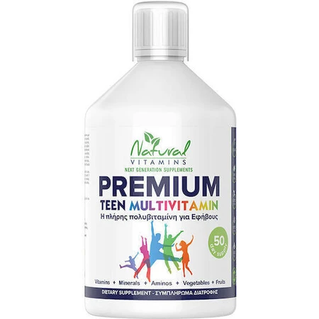 Natural Vitamins Premium Teen Multivitamin Полівітамінний мультивітамінний комплекс для імунної системи, волосся та нігтів апельсиновий 500мл: ціни та характеристики