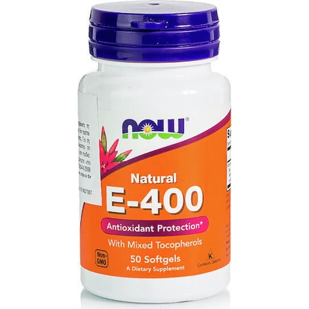 Now Foods Вітамін Е Вітамін для шкіри та антиоксидантної дії 400iu 268мг 50 м'яких гелів: ціни та характеристики