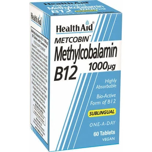 Health Aid Метилкобаламін Меткобін В12 Вітамін для здоров'я нервової системи 1000мкг 60 таблеток