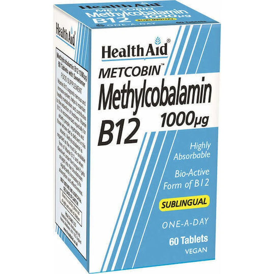 Health Aid Methylcobalamin Metcobin B12 Витамин для здоровья нервной системы 1000 мкг 60 таблеток: цены и характеристики