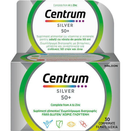 Полівітамінний комплекс Centrum Silver 50+ для зміцнення енергії, імунітету та нервової системи 30 таблеток: ціни та характеристики