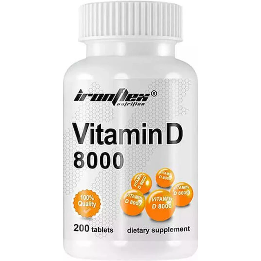 Ironflex Nutrition Вітамін D для підтримки імунітету та здоров'я яєць 8000iu 200 таблеток: ціни та характеристики