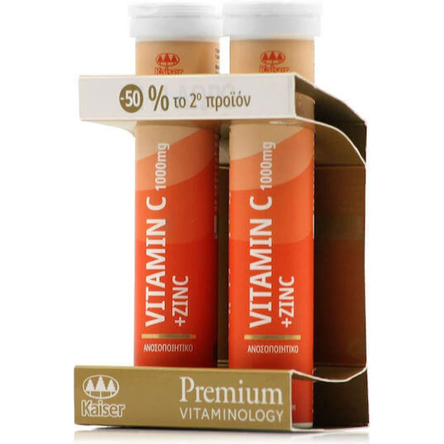 Kaiser 1889 Premium Vitaminology Премиум витамин C и цинк для поддержки иммунитета, кожи и антиоксидантного действия 1000 мг 2 x 20 шипучих таблеток: цены и характеристики