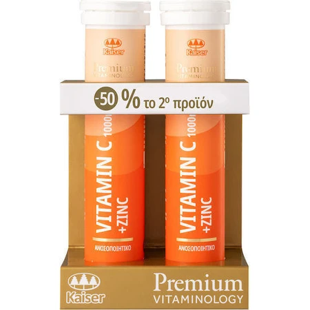 Kaiser 1889 Premium Vitaminology Премиум витамин C и цинк для поддержки иммунитета, кожи и антиоксидантного действия 1000 мг 2 x 20 шипучих таблеток: цены и характеристики