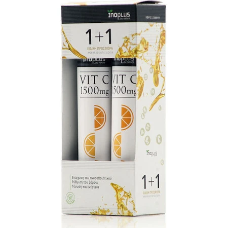 Ino Plus Vit C Вітамін для підтримки імунітету, шкіри та антиоксидантної дії 1500 мг апельсин 2 x 20 шипучих таблеток: ціни та характеристики
