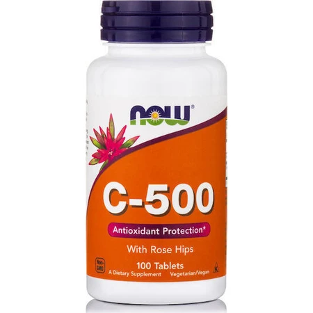Now Foods C-500 з вітаміном шипшини для підтримки імунітету, шкіри та антиоксидантної дії 500 мг 100 таблеток: ціни та характеристики