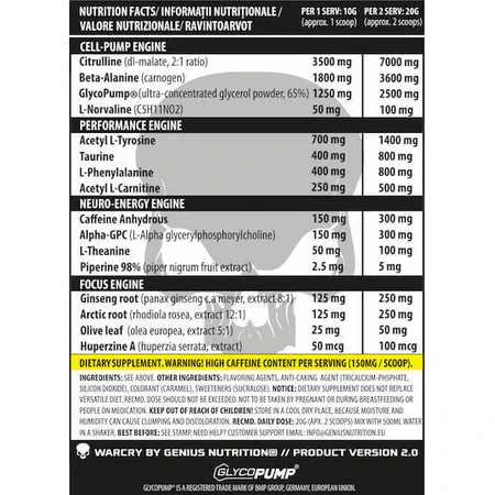 Genius Nutrition Warcry Pre Workout Supplement 400gr Fruit Extraterestre: цены и характеристики
