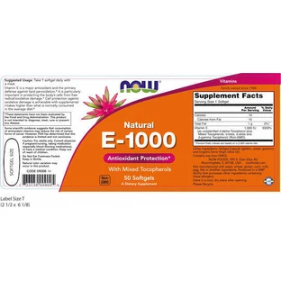 Now Foods Витамин Е для кожи и антиоксидантного действия 1000iu 50 софтгелей