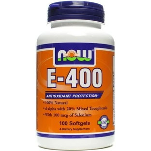 Now Foods Витамин Е для кожи и антиоксидантного действия 400iu 100 софтгелей