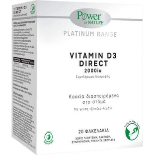 Power Of Nature Platinum Range Platinum Range Vitamin D3 Прямий вітамін для підтримки імунітету та здоров'я я яєць 2000iu 20 пакетиків