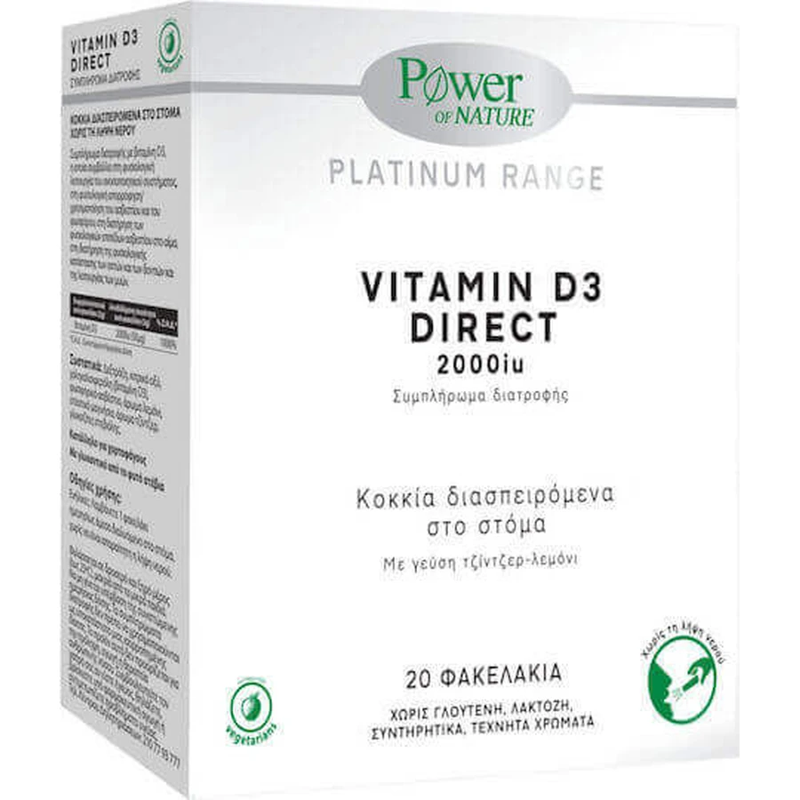 Power Of Nature Platinum Range Platinum Range Vitamin D3 Прямий вітамін для підтримки імунітету та здоров'я я яєць 2000iu 20 пакетиків: ціни та характеристики