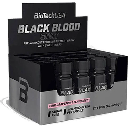 Biotech USA Black Blood Shot Pre Workout Supplement 20 x 3ml Grepfruit Pink: цены и характеристики