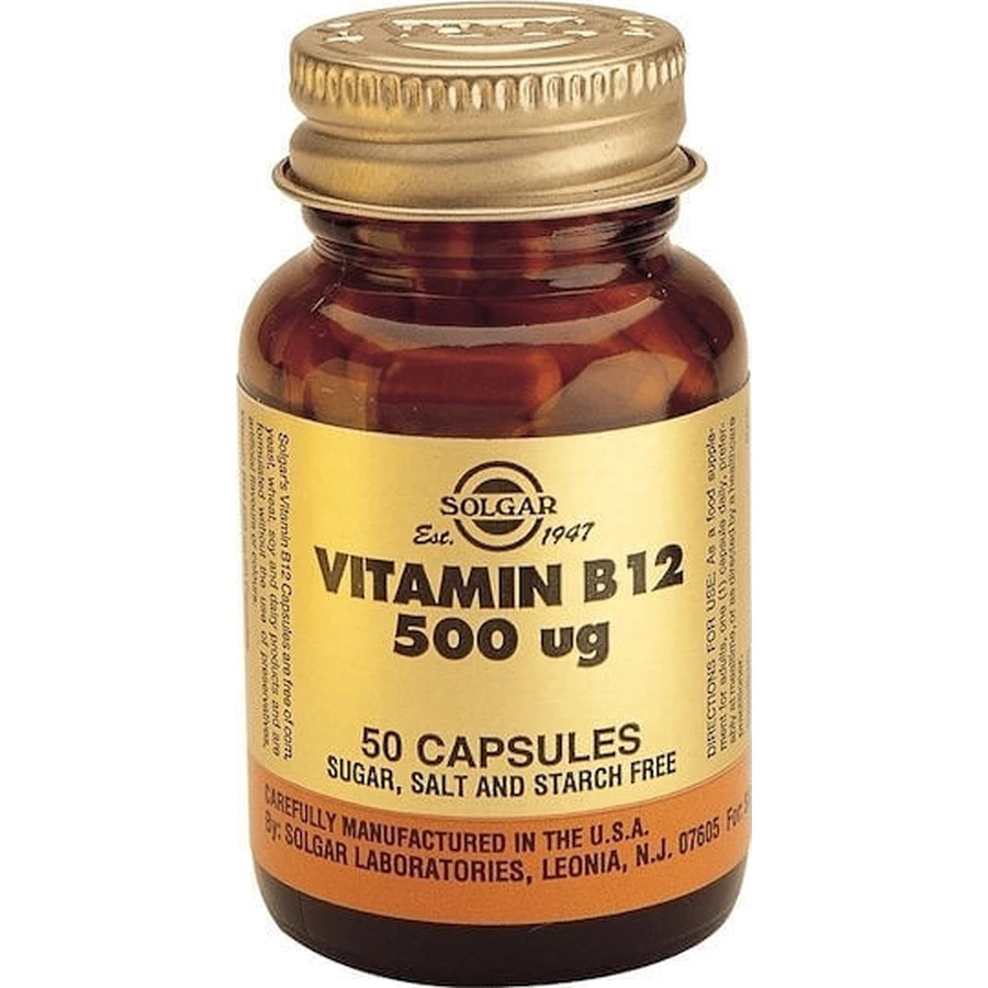 Solgar Vitamin B12 Вітамін для здоров'я нервової системи 500мкг 50 рослинних капсул: ціни та характеристики