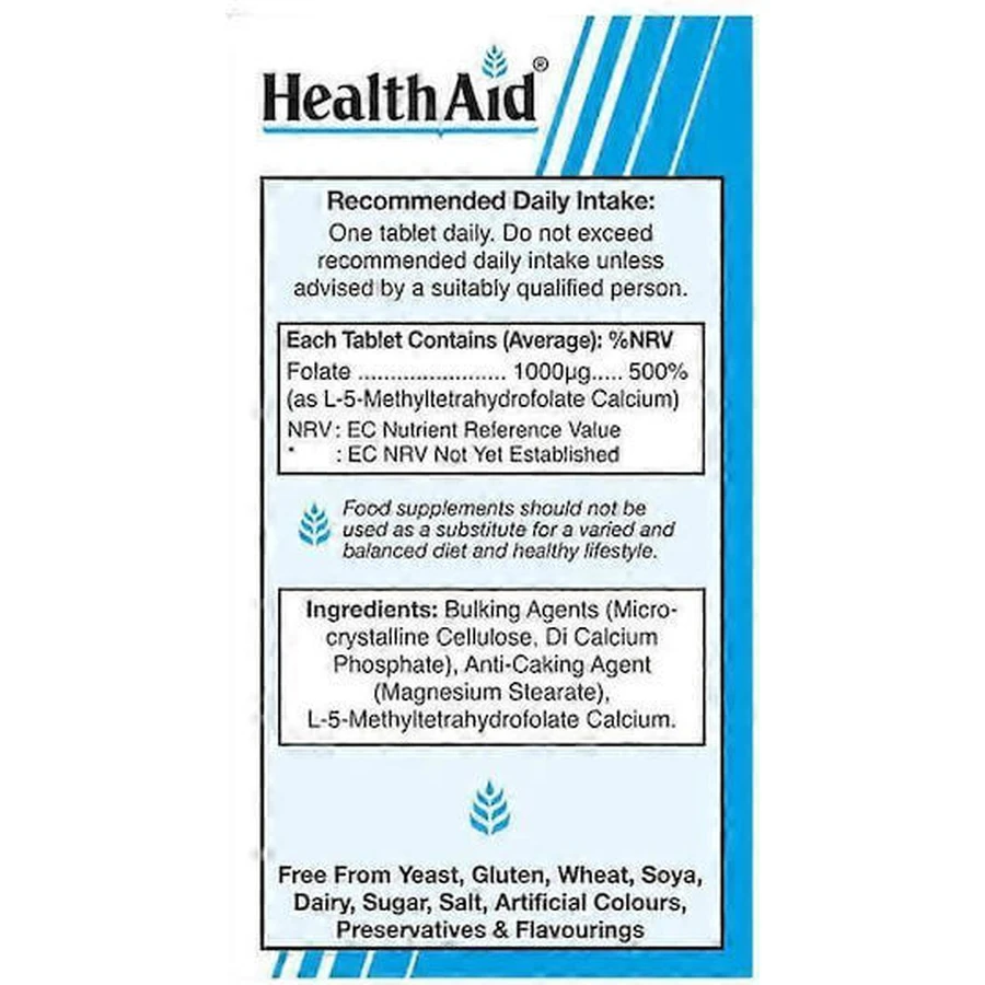 Health Aid Bio-Folate 1000mg Пищевая добавка Special Special 90 табл.: цены и характеристики
