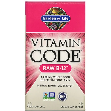 Garden Of Life Vitamin Code Сырой витамин B-12 для здоровья нервной системы 30 растительных капсул: цены и характеристики
